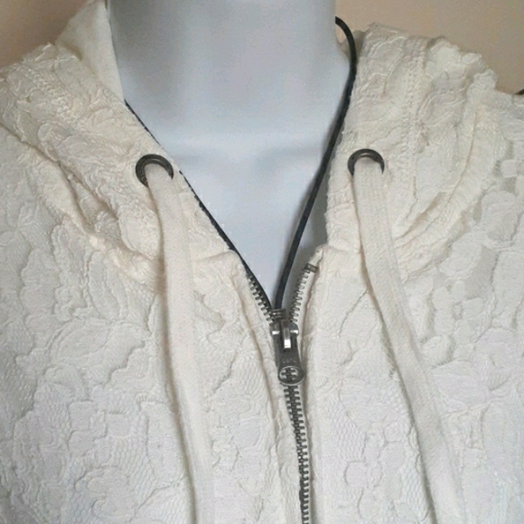 Aeropostale Cream Lace Long Sleeves Hoodie Jacket - Picture 3 of 9